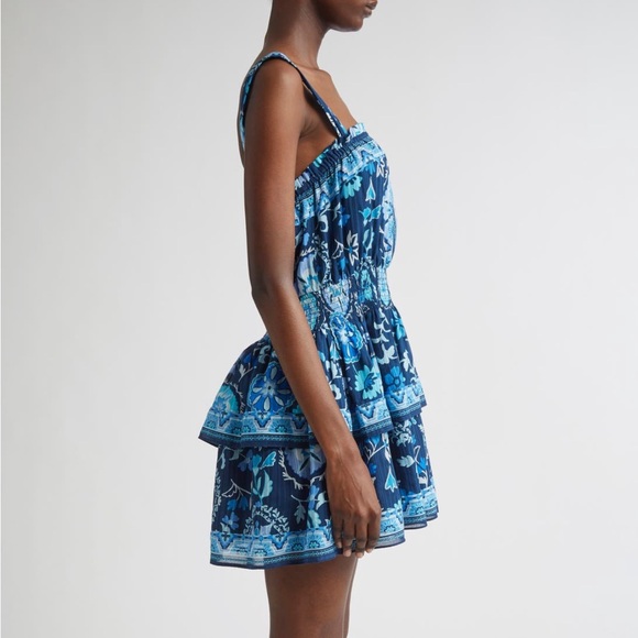 NWT RAMY BROOK Alicia Mixed Print Cotton Blend Mini Dress Blue Small - Picture 3 of 13